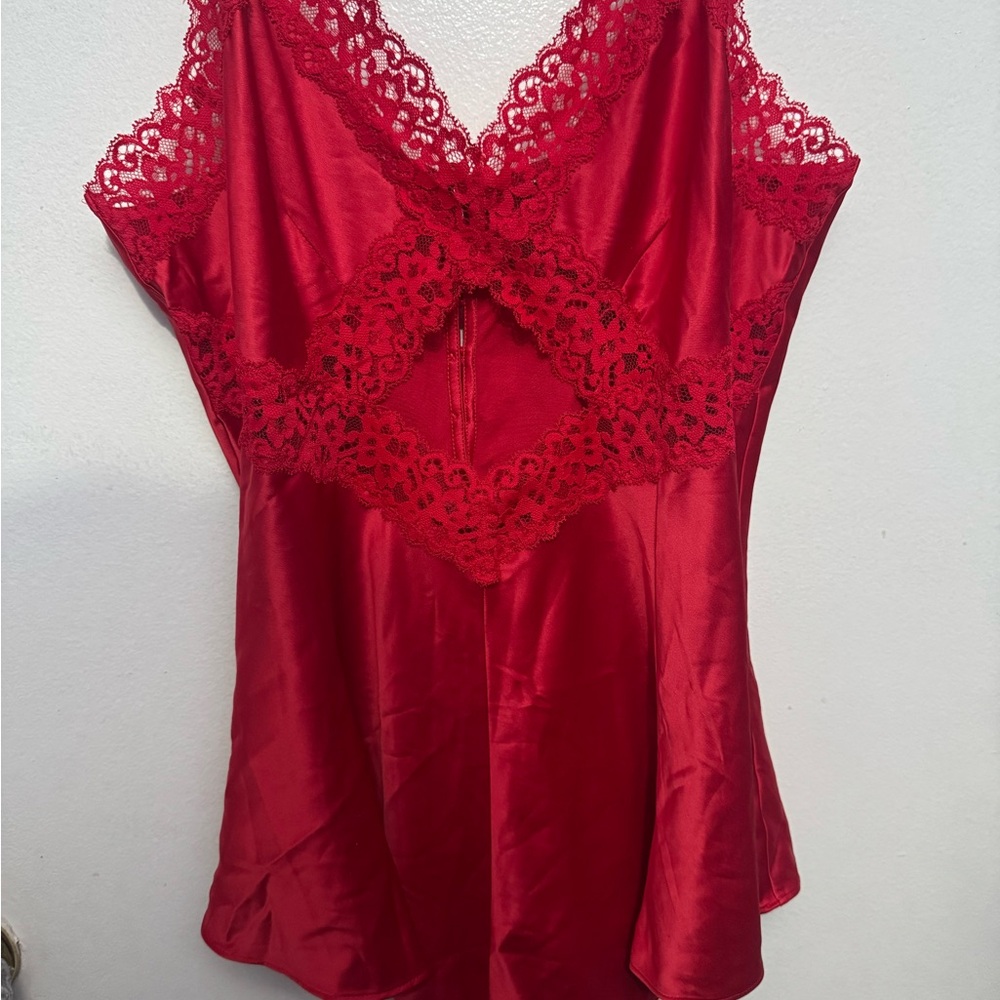 Victoria's Secret Red Satin Lace Chemise